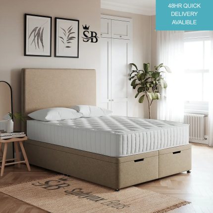 Luxury Plain Plush Velvet Ottoman Storage Bed Frame